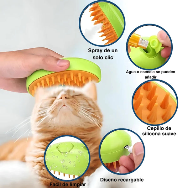 ✨ Cepillo con Vapor para Mascotas 🐱🐶
